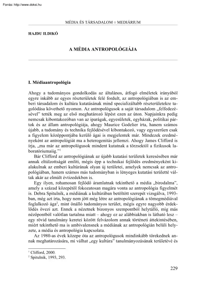 Hajdu Ildikó - A média antropológiája