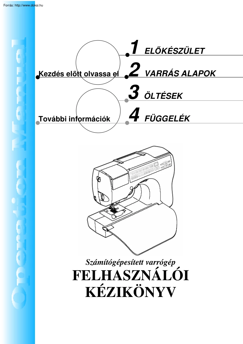 Számítógépesített varrógép felhasználói kézikönyv