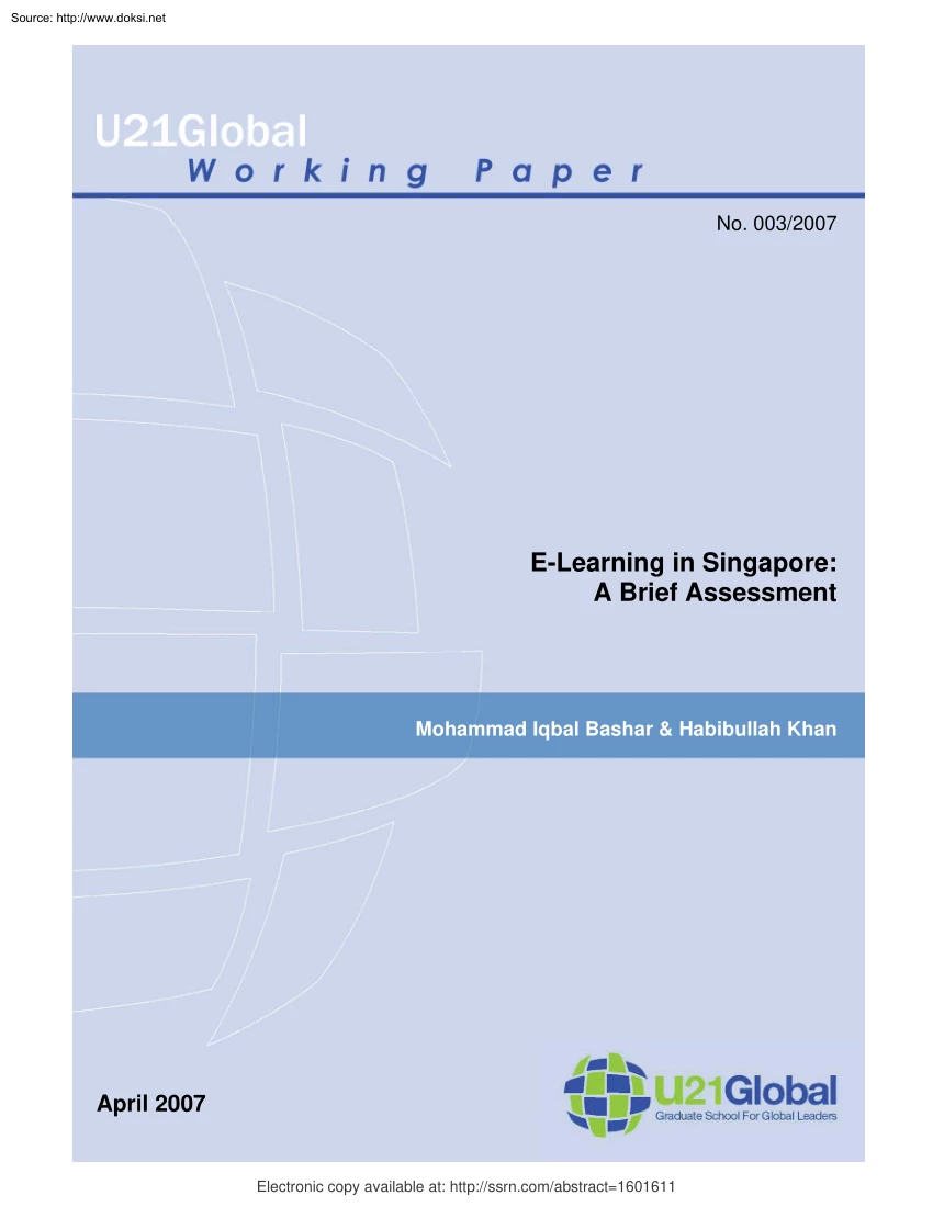 Iqbal-Khan - E-Learning in Singapore, A Brief Assessment