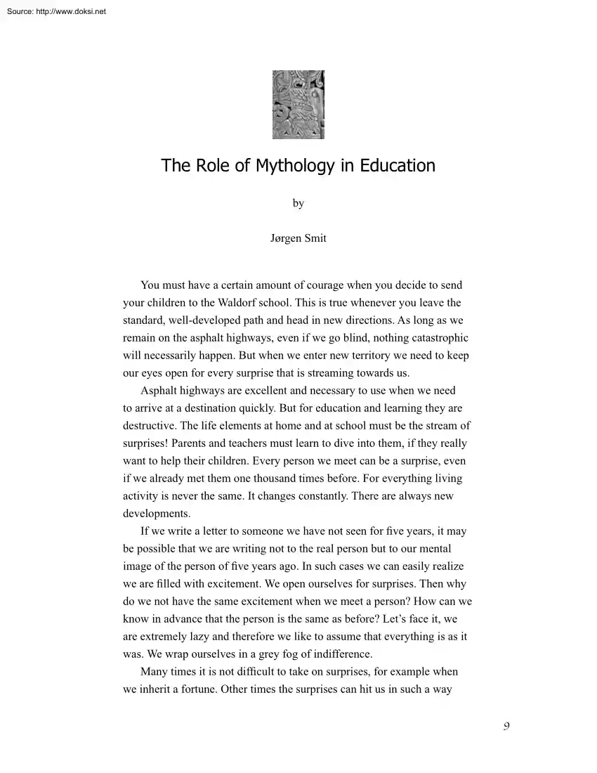 Jorgen Smit - The role of Mythology in Education