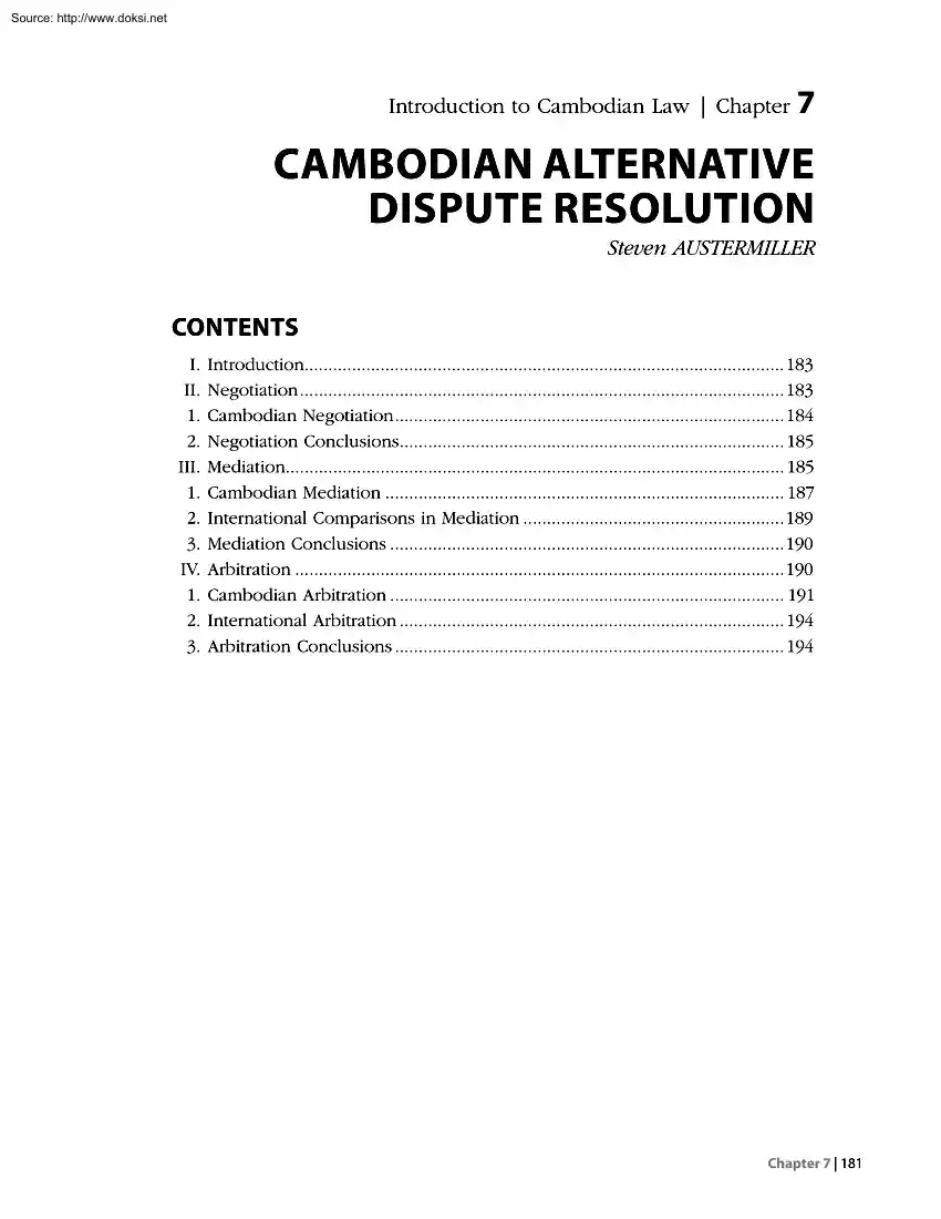 Steven Austermiller - Cambodian Alternative Dispute Resolution