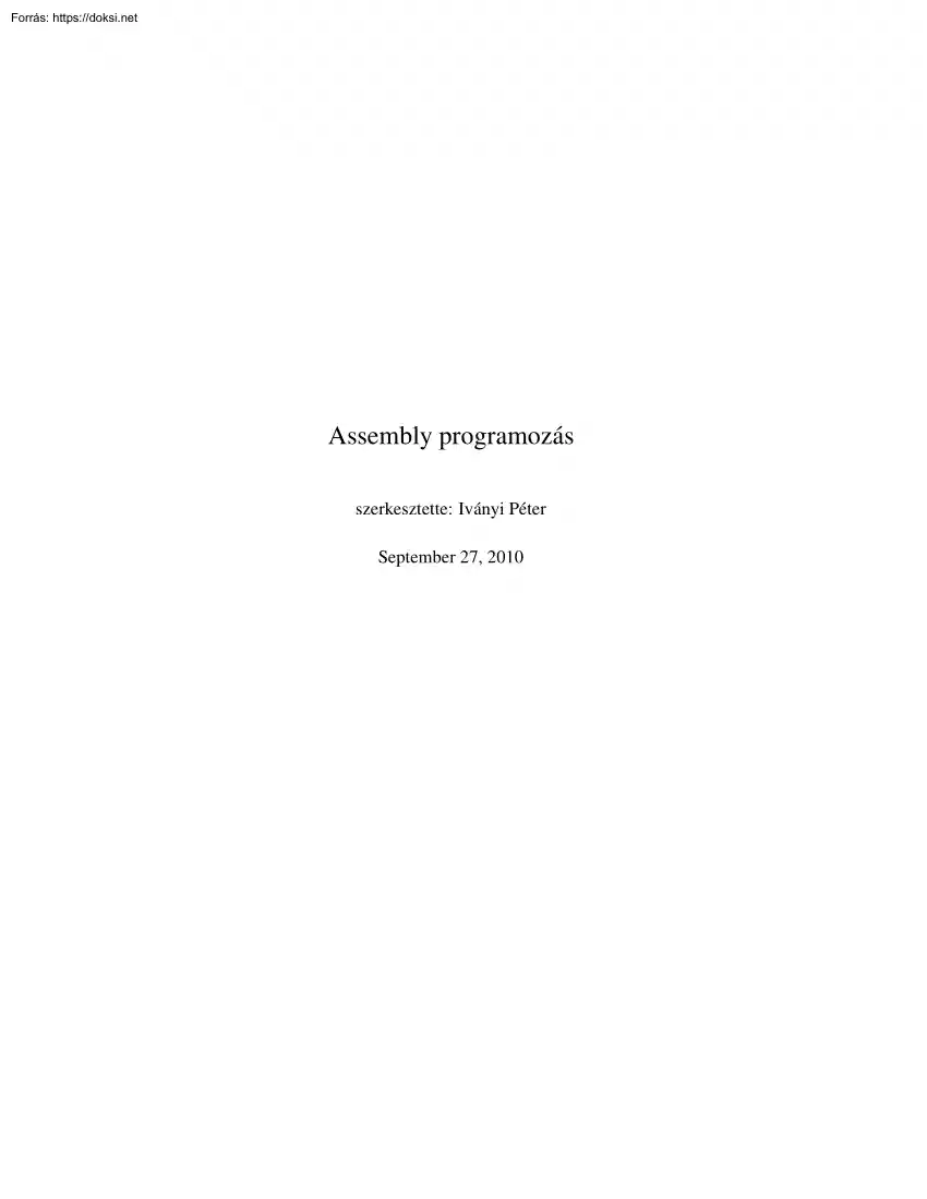 Iványi Péter - Assembly programozás