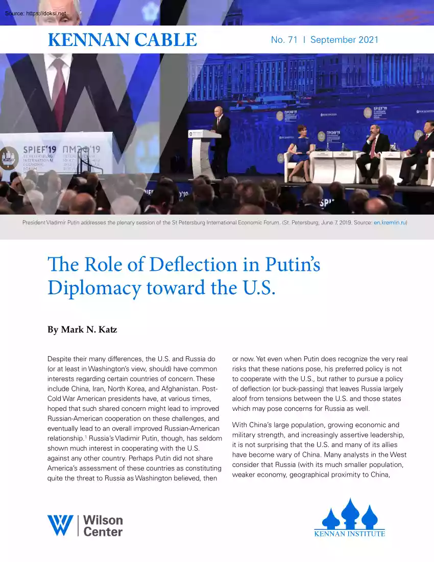 Mark N. Kat - The Role of Deflection in Putins Diplomacy toward the US