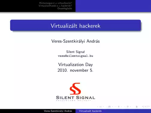 Veres-Szentkirályi András - Virtualizált hackerek