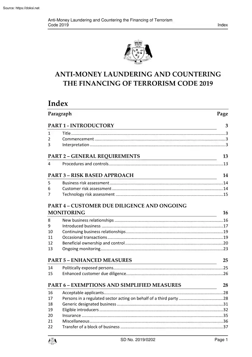 Anti-Money Laundering and Countering the Financing of Terrorism