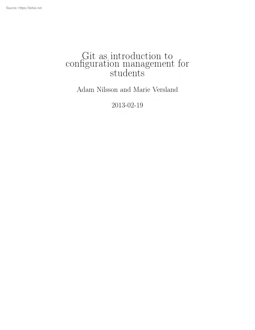 Nilsson-Versland - Git as introduction to configuration management for students