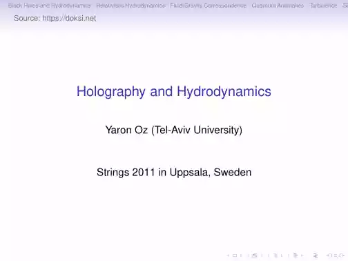 Yaron Oz - Holography and Hydrodynamics