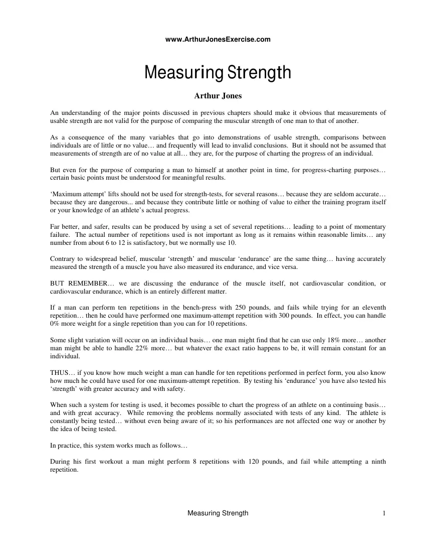 Arthur Jones - Measuring strength