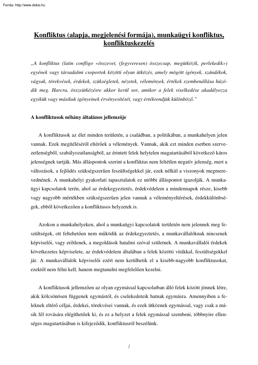 Konfliktus, munkaügyi konfliktus, konfliktuskezelés