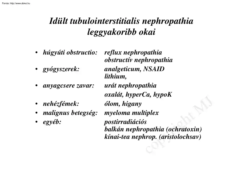 Idült tubulointerstitialis nephropathia