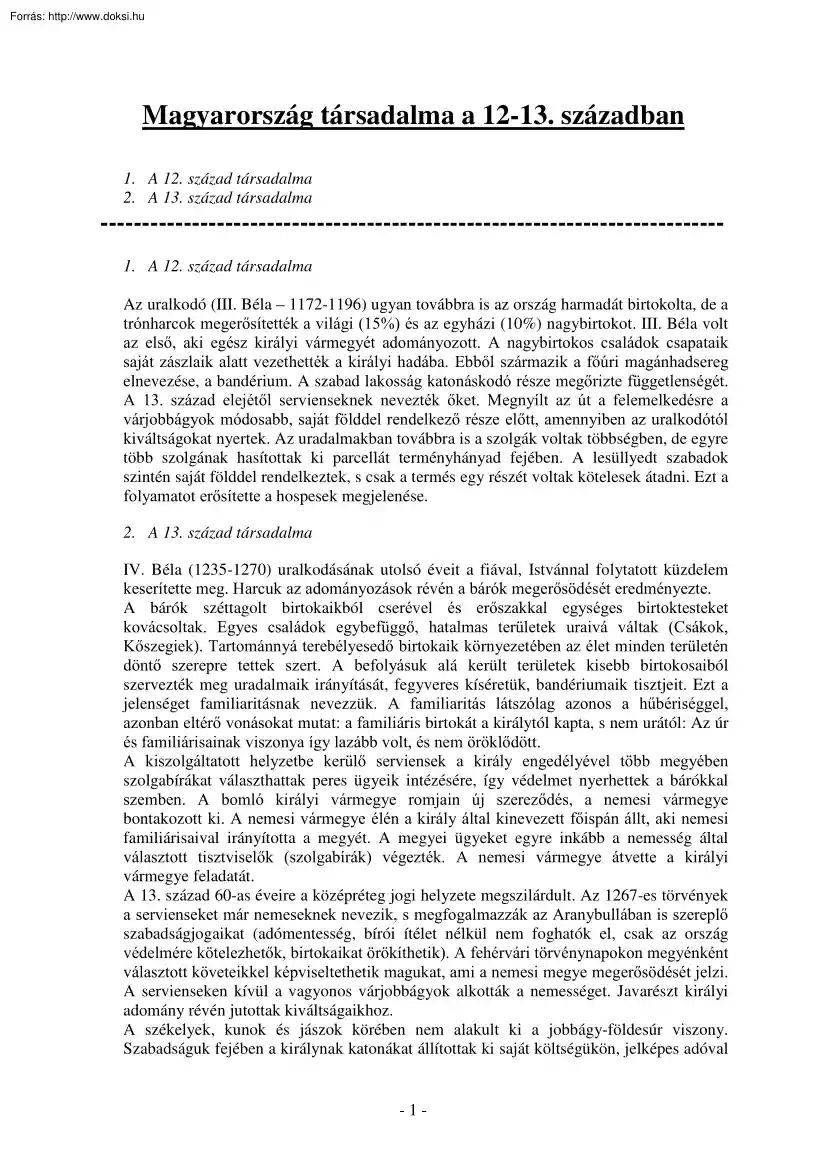 Bors Mónika - Magyarország társadalma a XII-XIII. században