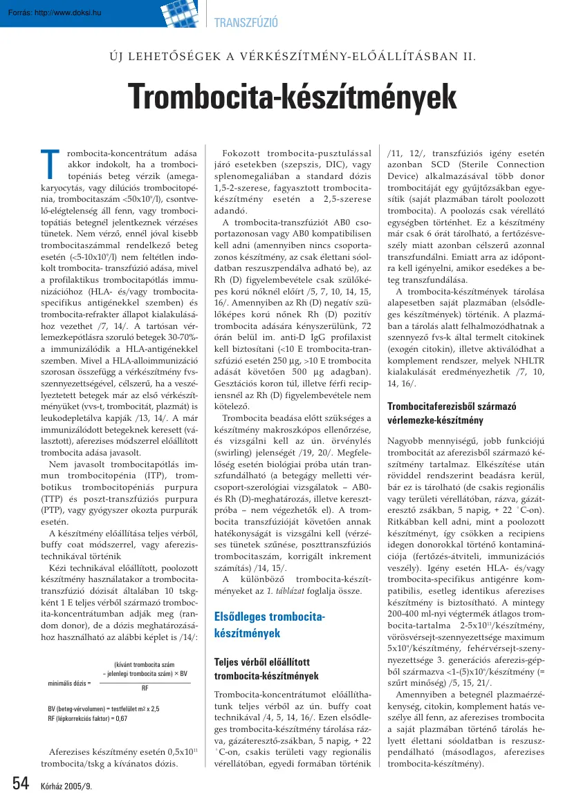 Trombocita készítmények