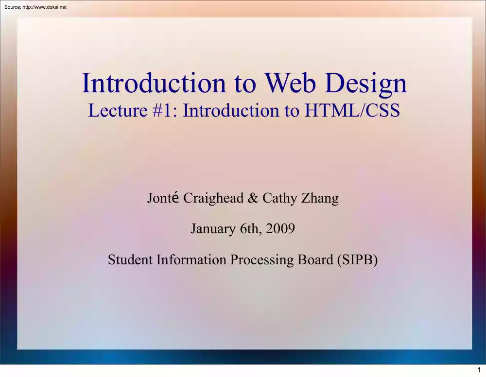 Craighead-Zhang - Introduction to HTML, CSS