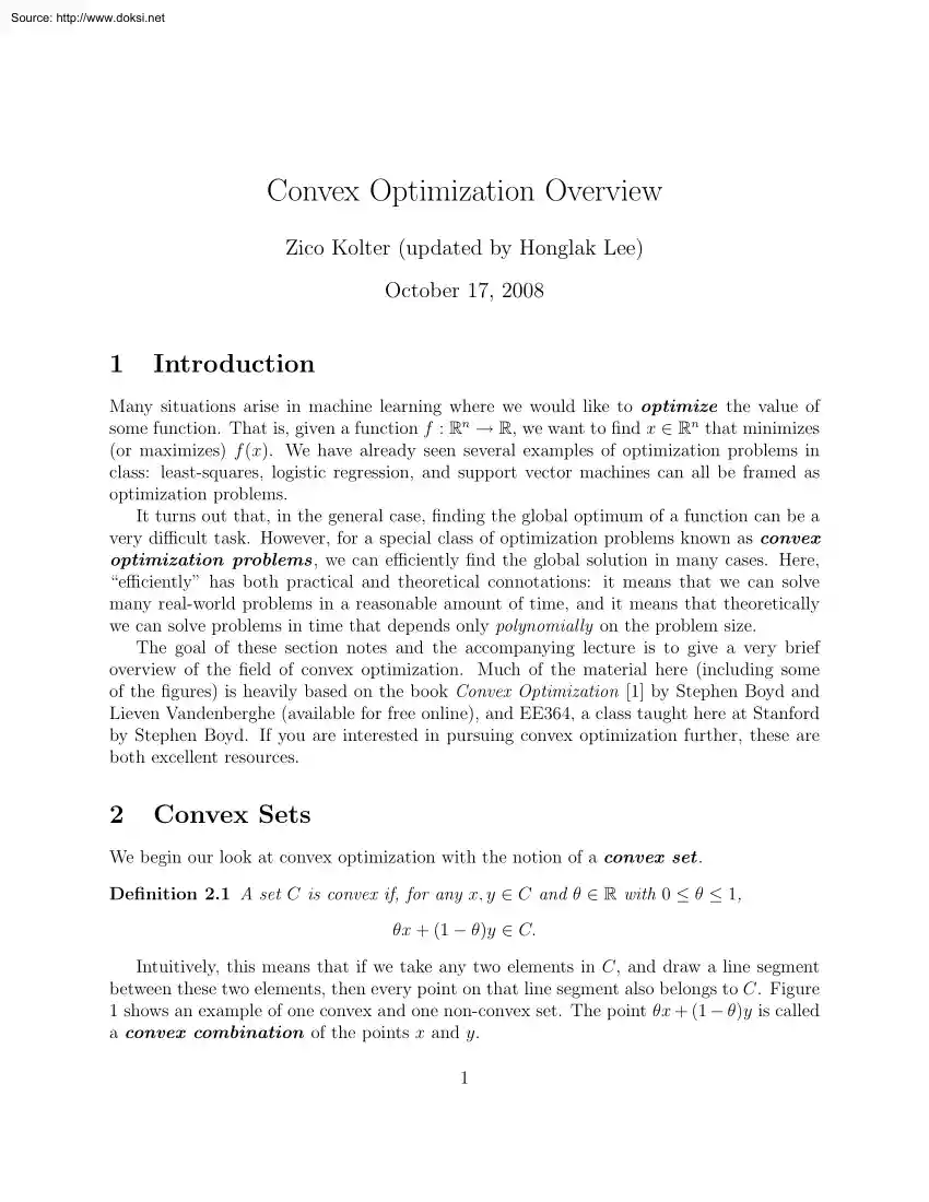 Zico Kolter - Convex Optimization Overview