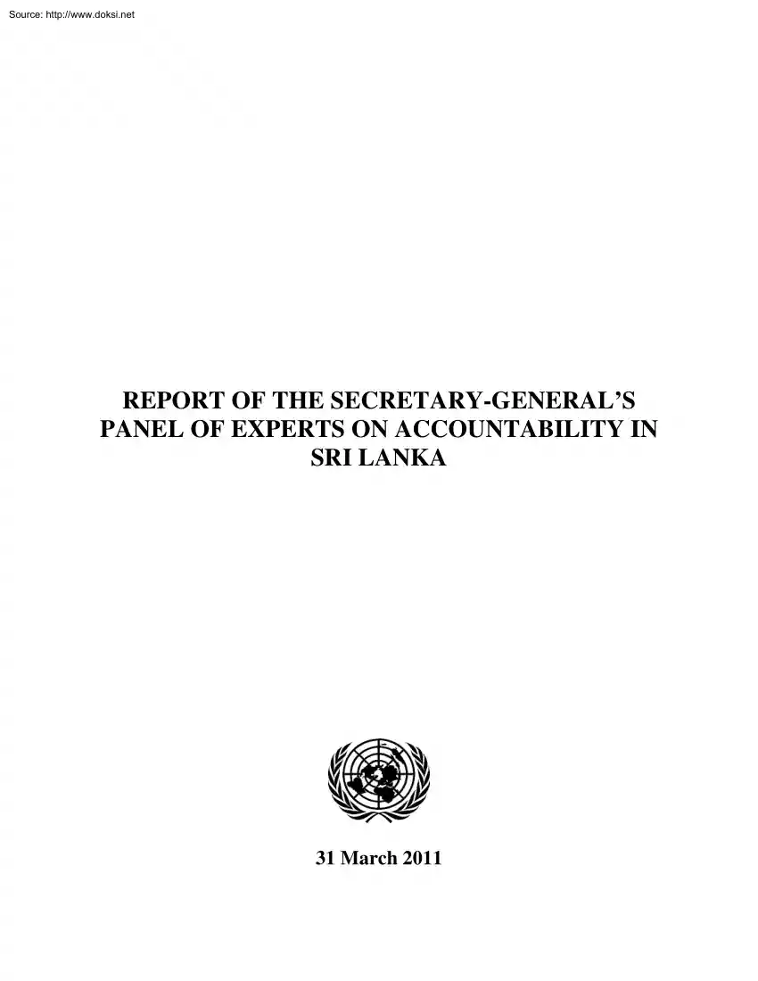 Report of the Secretary Generals Panel of Experts on Accountability in Sri Lanka