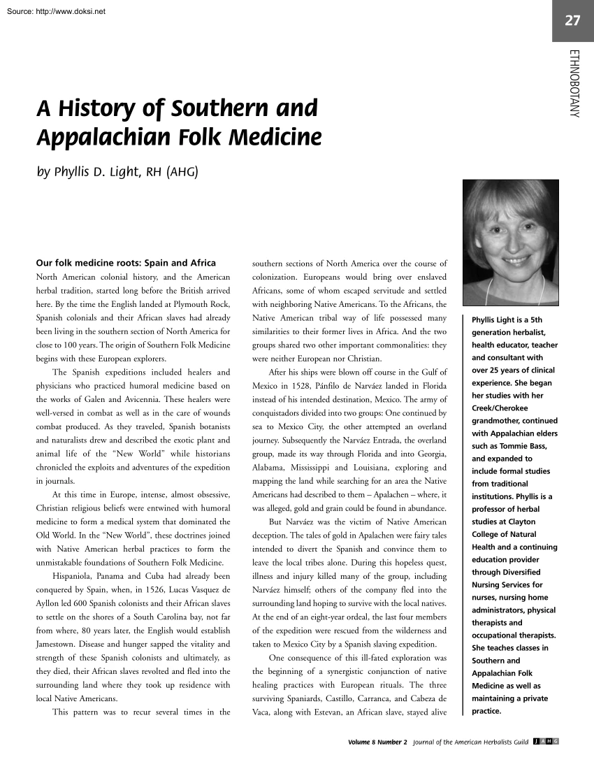 Phyllis D. Light - A History of Southern and Appalachian Folk Medicine