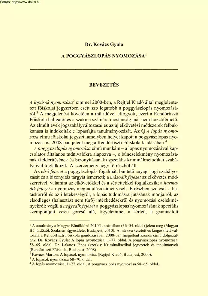Dr. Kovács Gyula - A poggyászlopás nyomozása