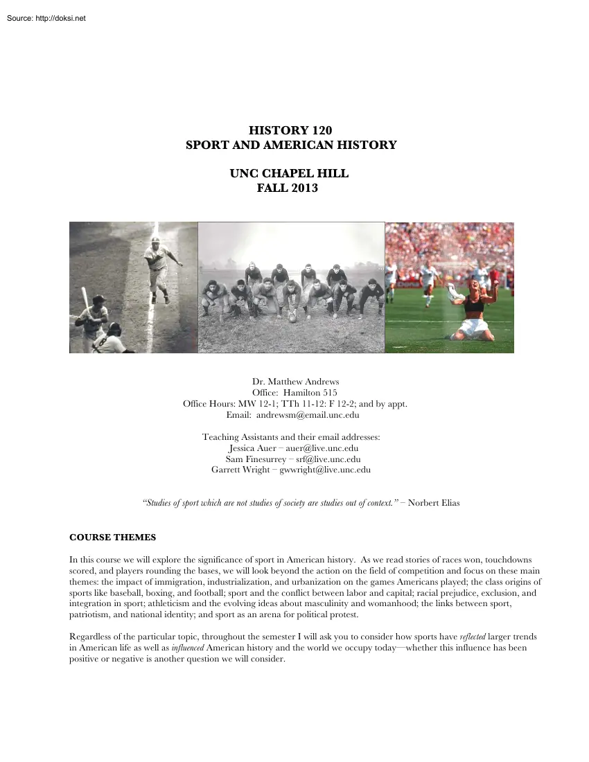 Dr. Matthew Andrews - Sport and American History