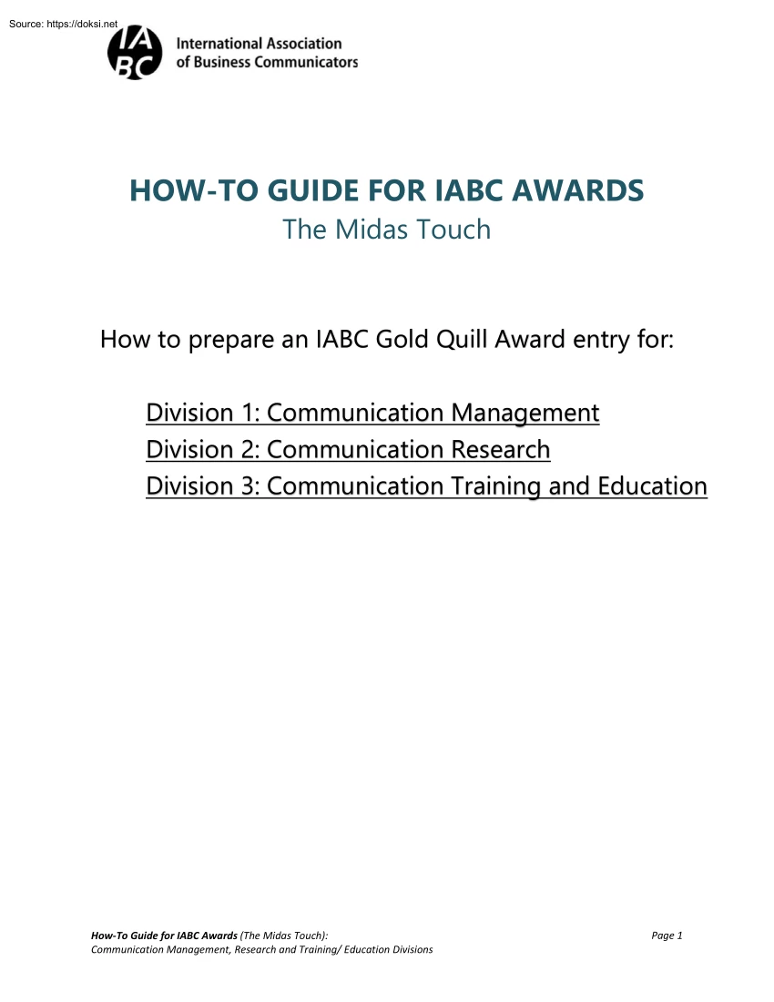 How to Guide for IABC Awards