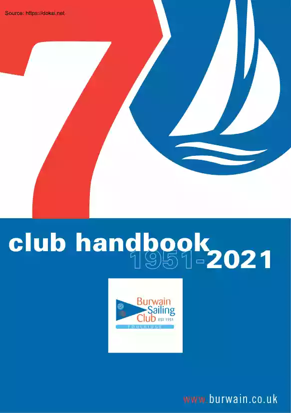 Club Handbook 1951-2021, Burwain Sailing Club