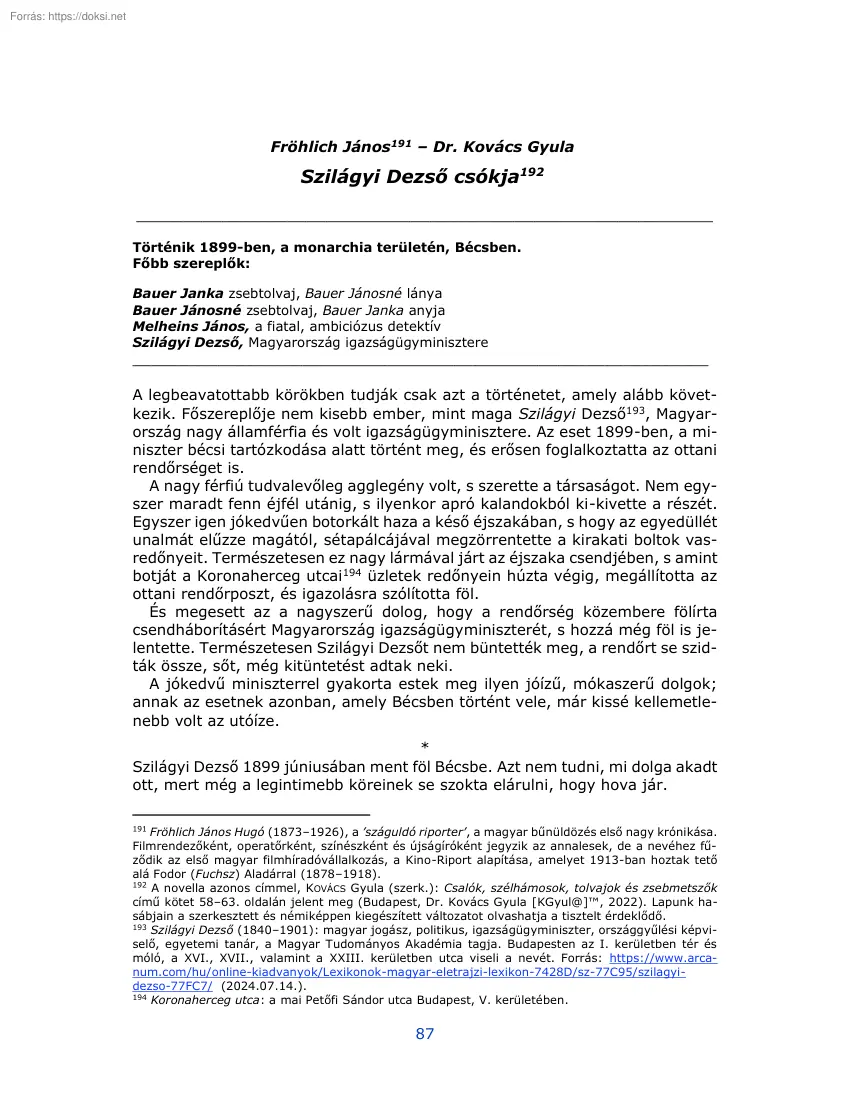 Fröhlich-Kovács - Szilágyi Dezső csókja