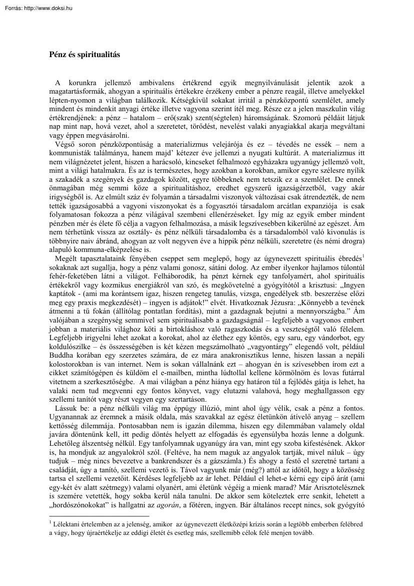 Kövesi Péter - Pénz és spiritualitás