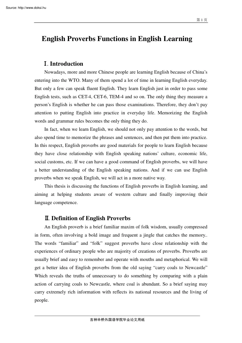 English proverbs functions in English learning