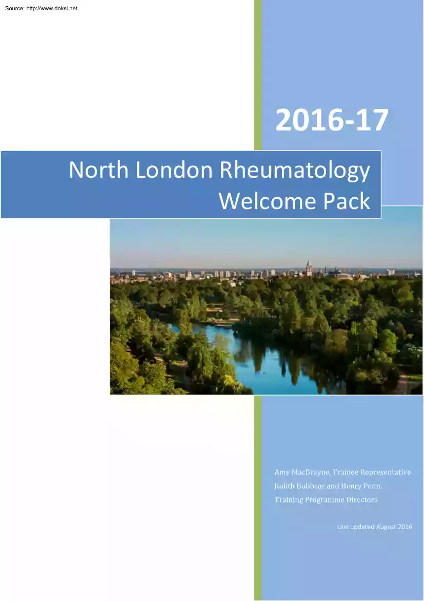 North London Rheumatology Welcome Pack