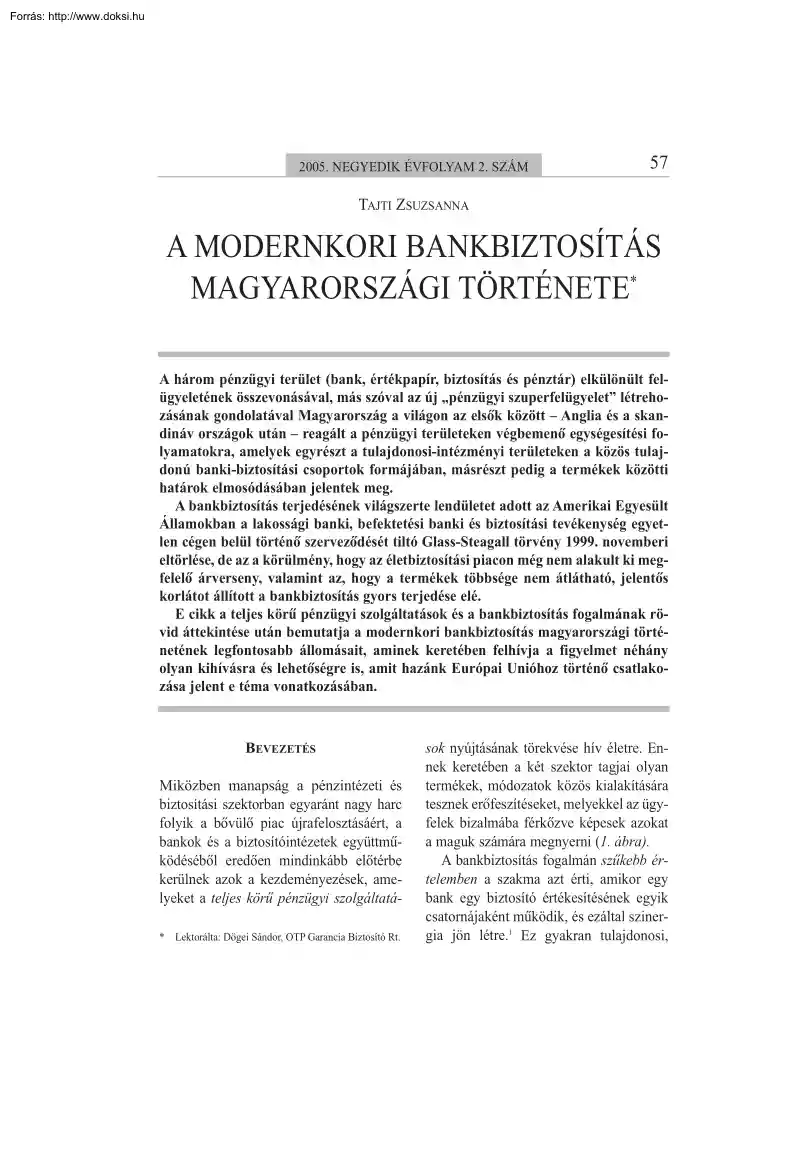 Tajti Zsuzsanna - A modernkori bankbiztosítás magyarországi története