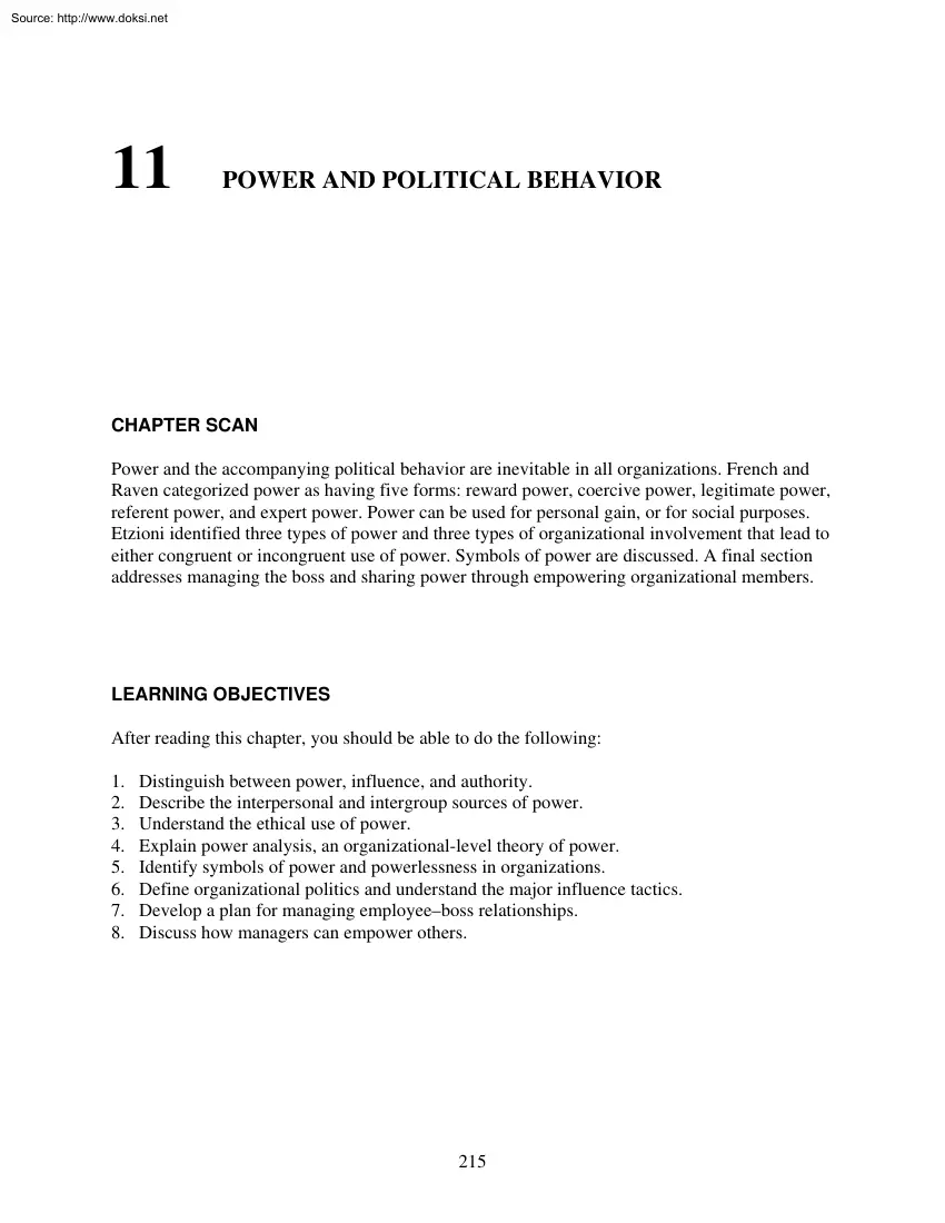 Power and Political Behavior