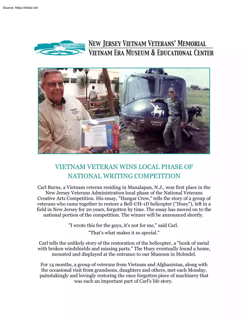 Vietnam Veteran Wins Local Phase of National Writing Competition