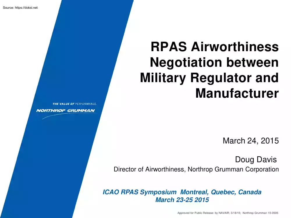 Doug Davis - RPAS Airworthiness Negotiation between Military Regulator and Manufacture