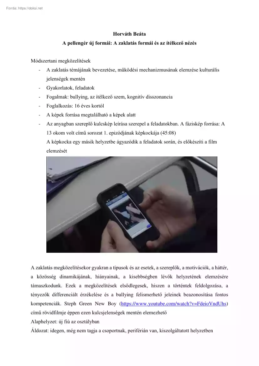 Horváth Beáta - A pellengér új formái, a zaklatás formái és az ítélkező nézés