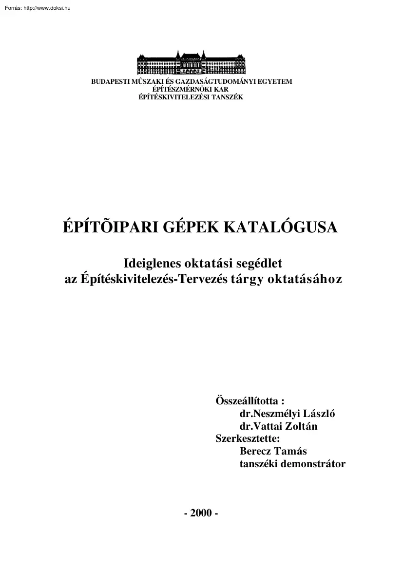 Építőipari gépek katalógusa