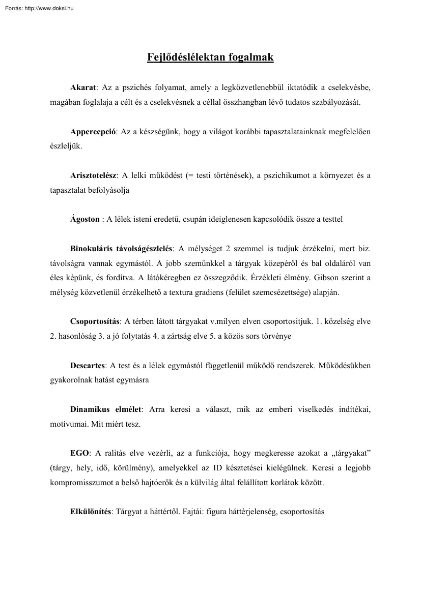 Fejlődéslélektan fogalmak