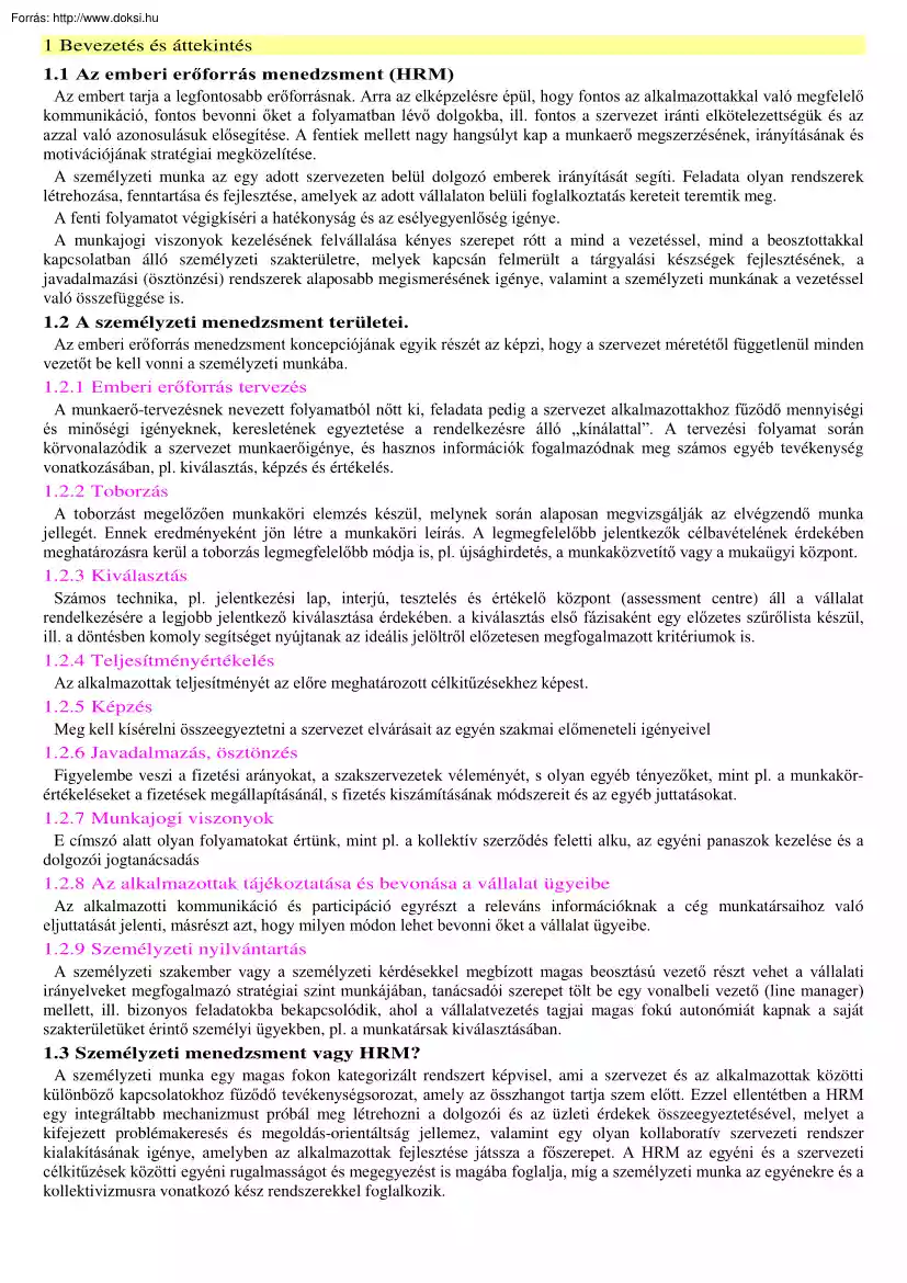 PSZF Humánerőforrás-menedzsment jegyzet, 2005