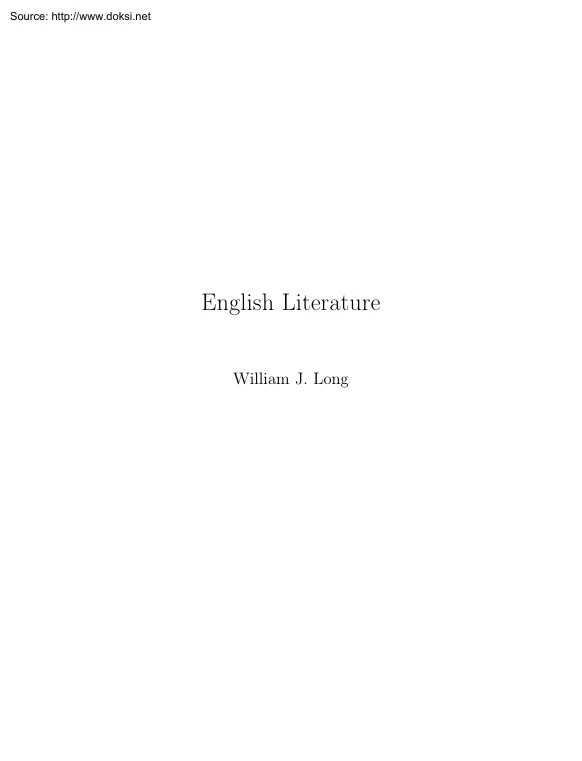 William J. Long - English Literature