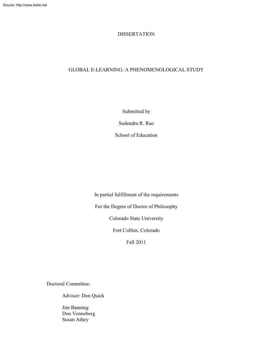 Sudendra R. Rao - Global E-learning, A Phenomenological Study