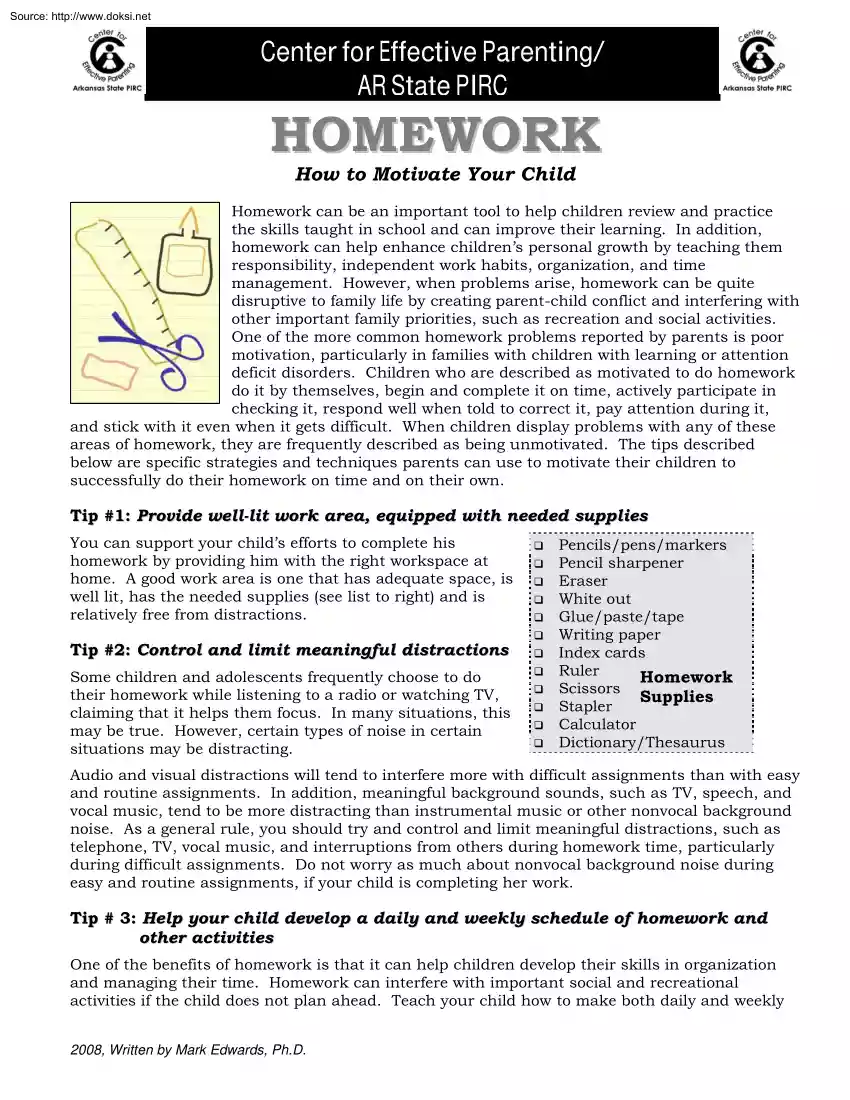 Mark C. Edwards - Homework, How to Motivate Your Child