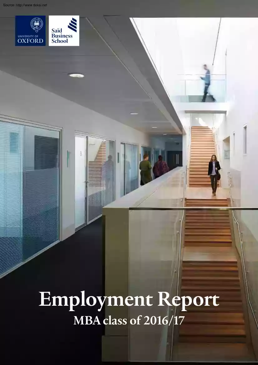 Employment Report, MBA Class of 2016, 2017