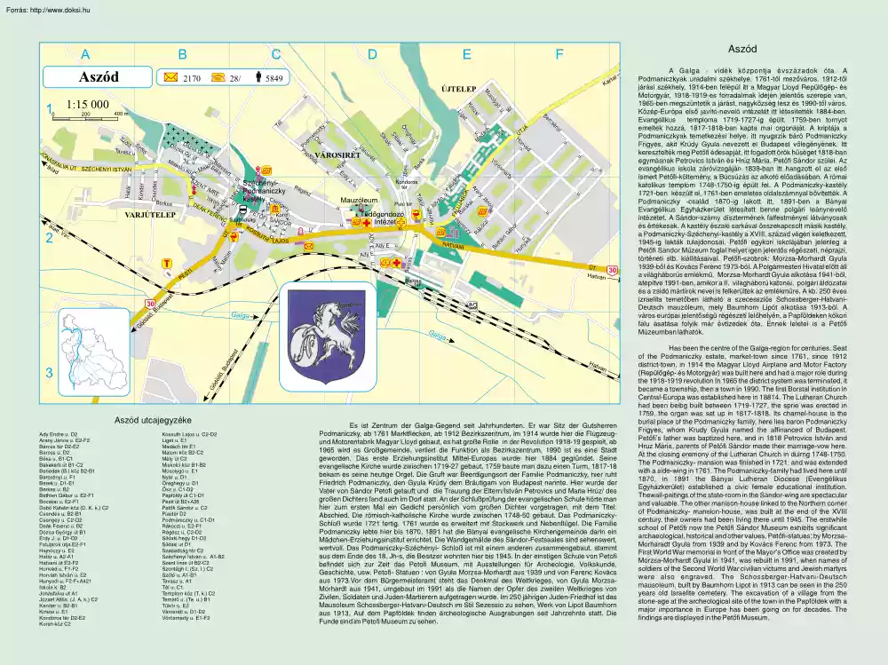 Aszód térképe és rövid története