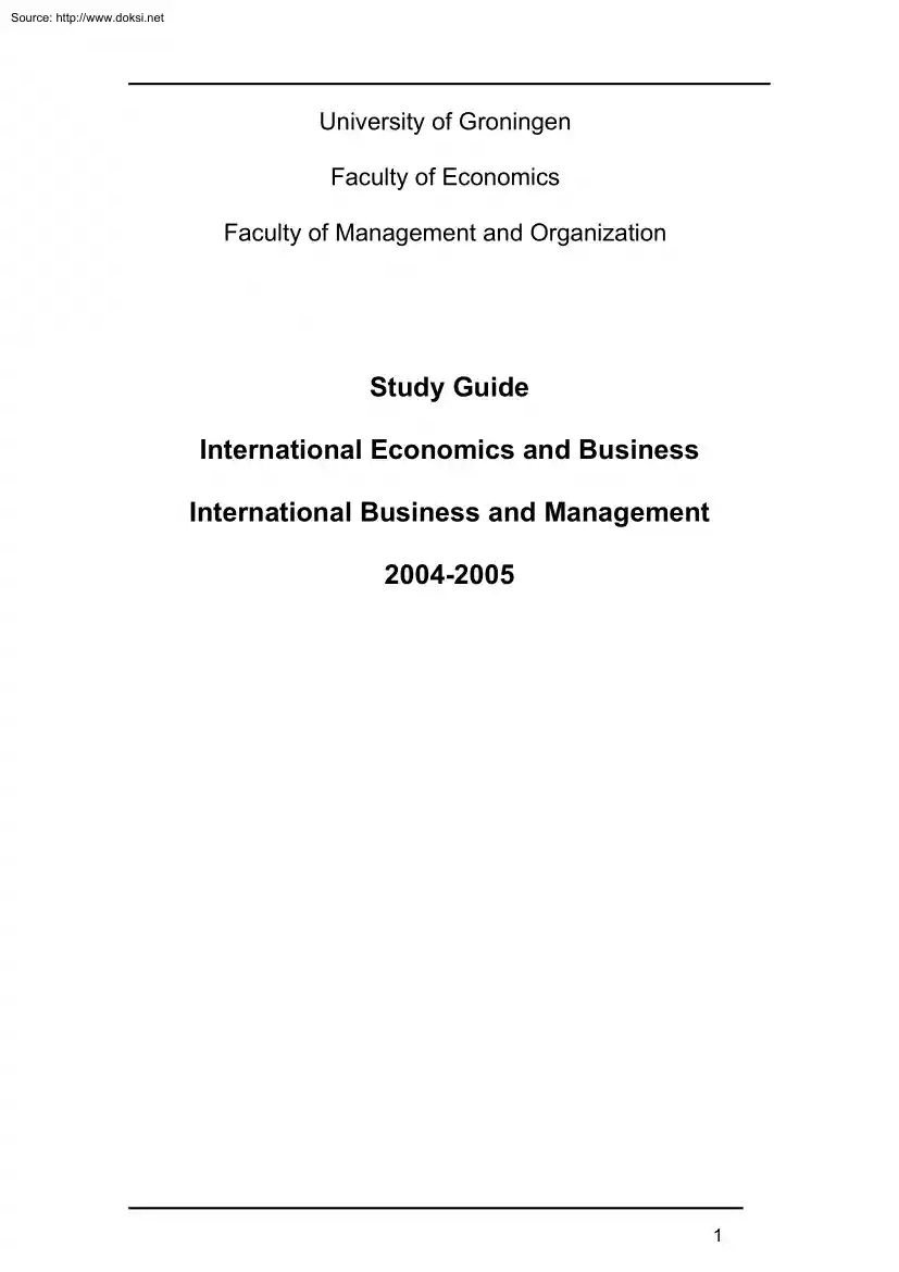 International Economics and Business, Study Guide