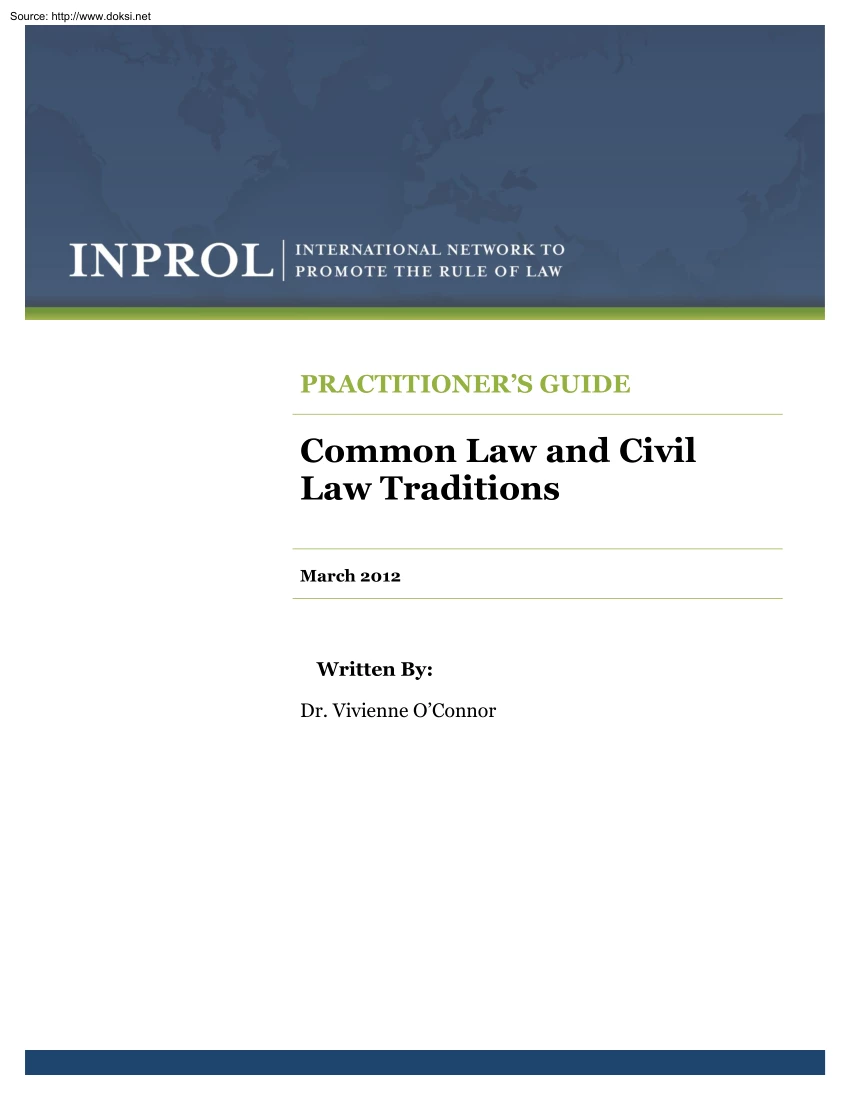 Dr. Vivienne O Connor - Common Law and Civil Law Traditions