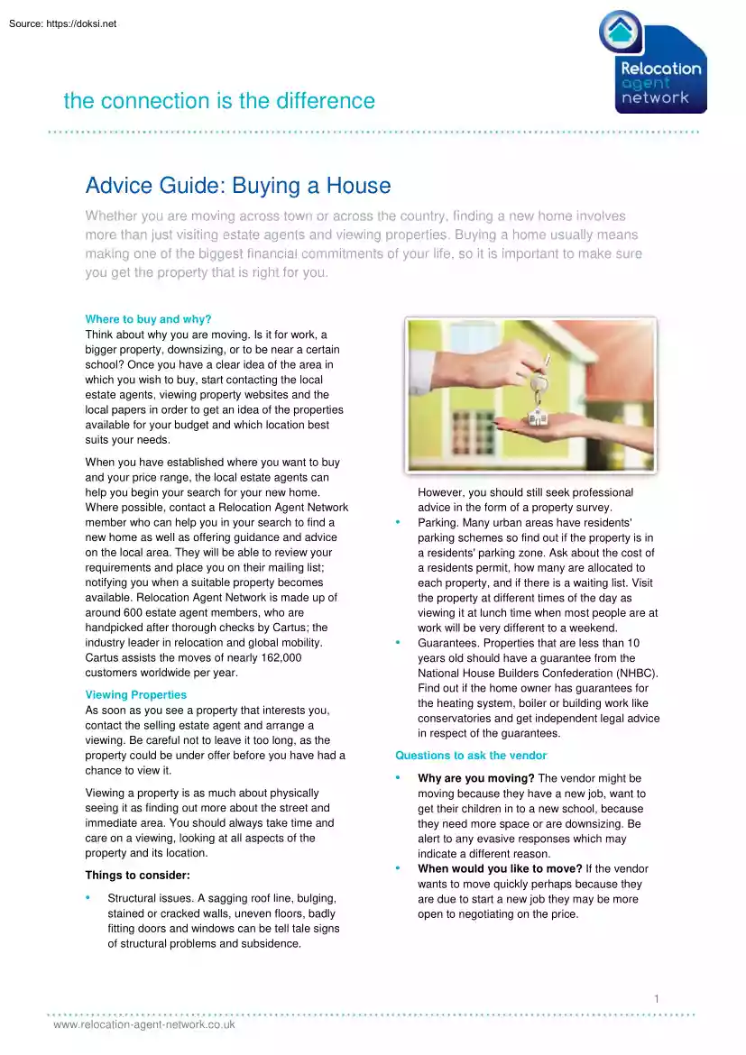 Advice Guide, Buying a House
