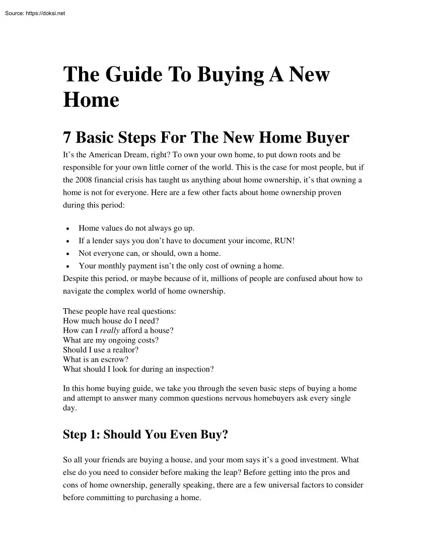 The Guide To Buying A New Home