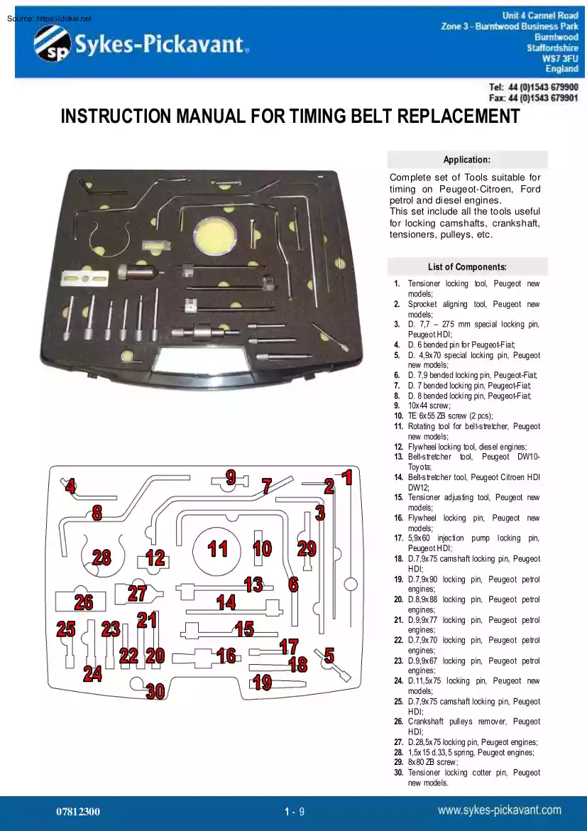 Instruction Manual for Timing Belt Replacement