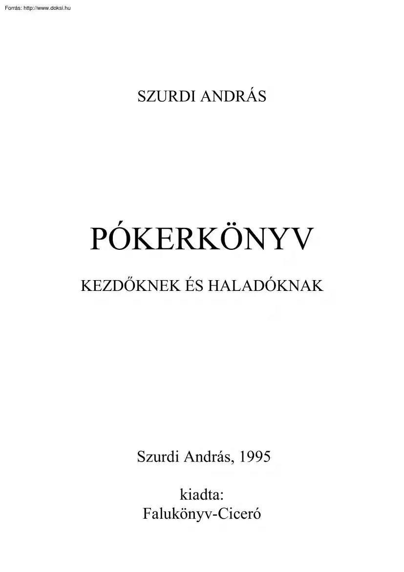 Szurdi András - Pókerkönyv