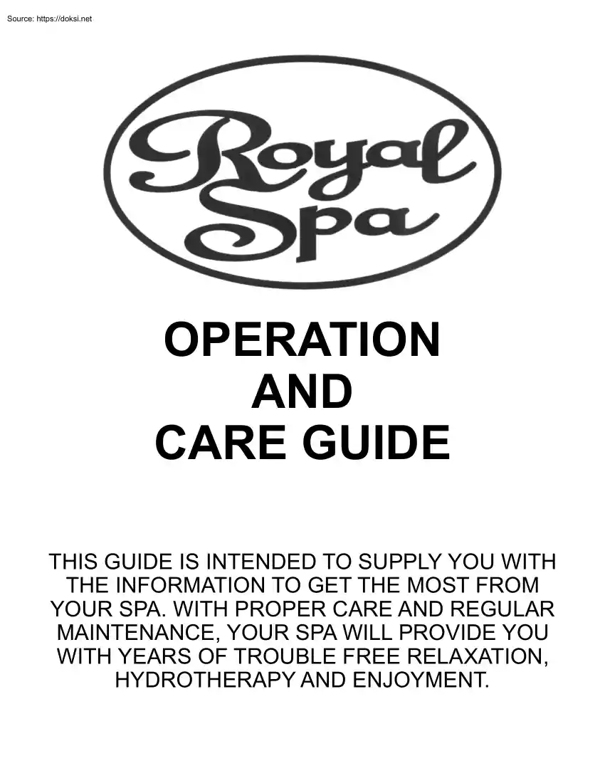 Royal Spa Operation and Care Guide