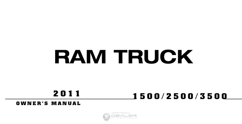 RAM Truck 1500, 2500, 3500, owners manual, 2011
