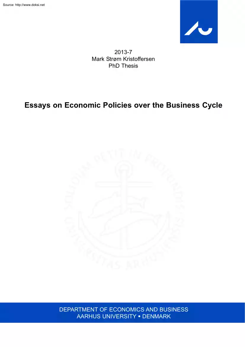 Mark Strom Kristoffersen - Essays on Economic Policies over the Business Cycle